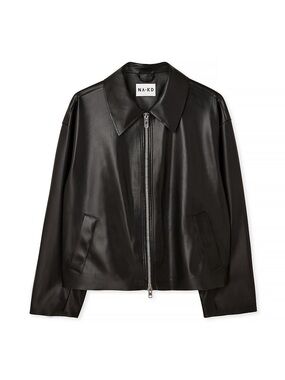 NA-KD Black Faux Leather Zip-Front Jacket